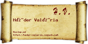 Héder Valéria névjegykártya
